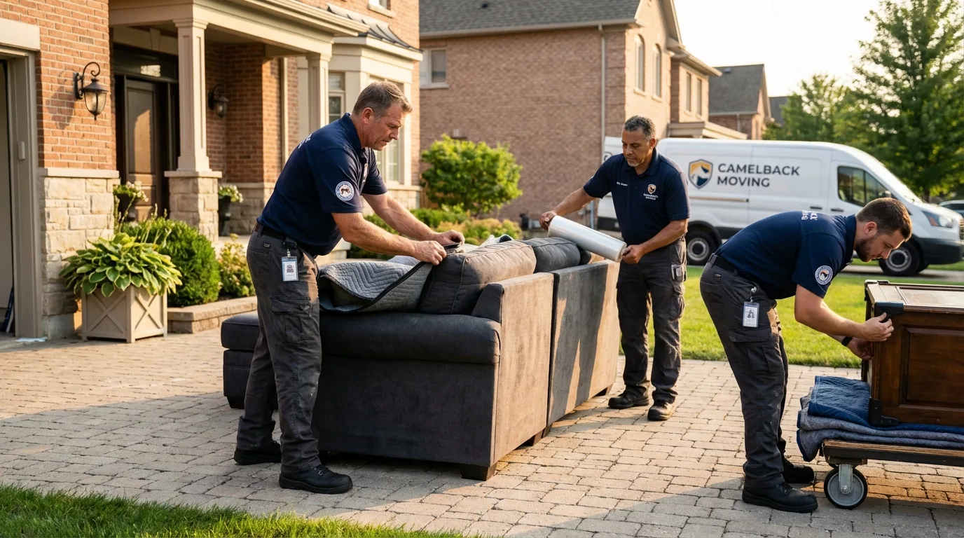 Large estate moving crew wrapping furniture in Griffith, IN