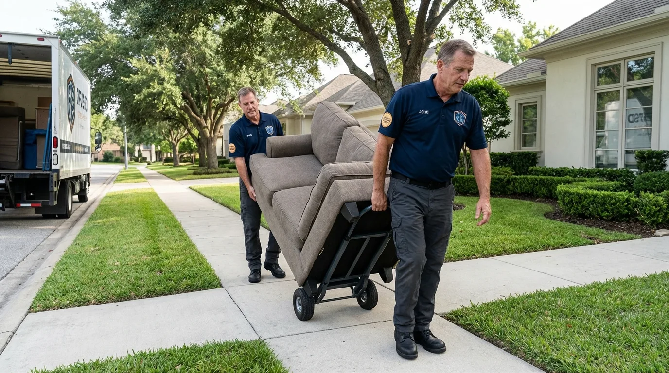 Local residential moving crew loading furniture in Griffith, IN