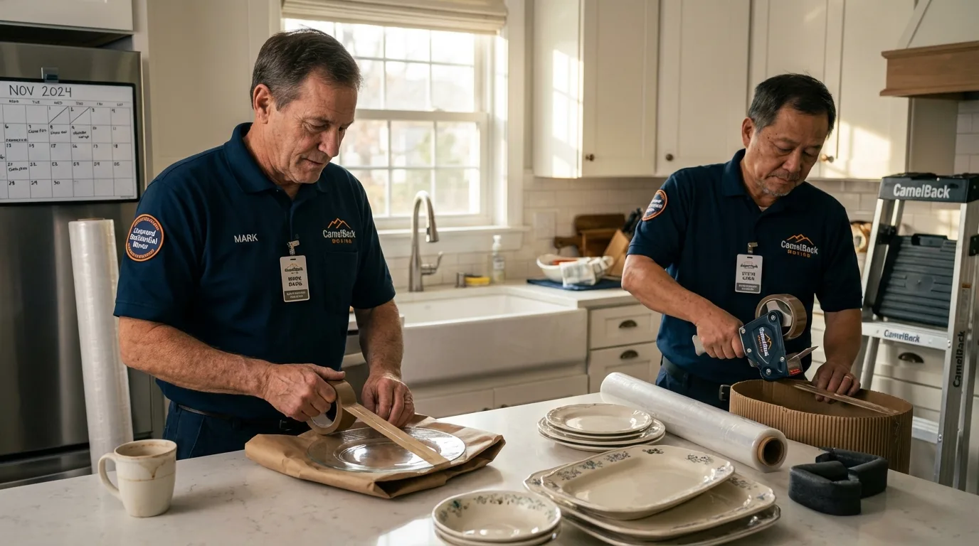 Professional crew packing kitchen dishware in Griffith, IN